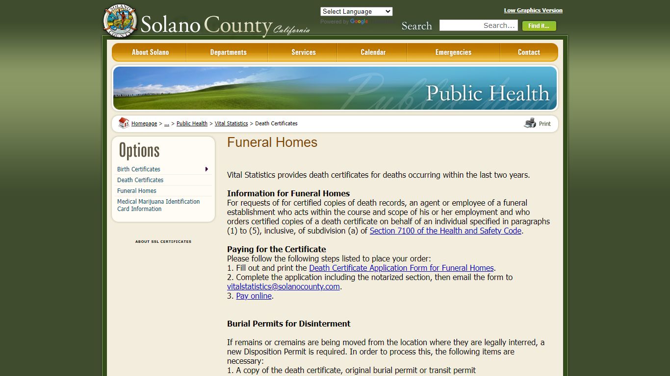 Solano County - Death Certificates