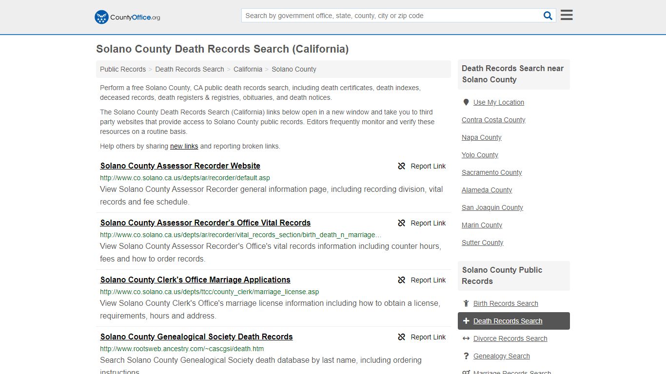 Death Records Search - Solano County, CA (Death ...