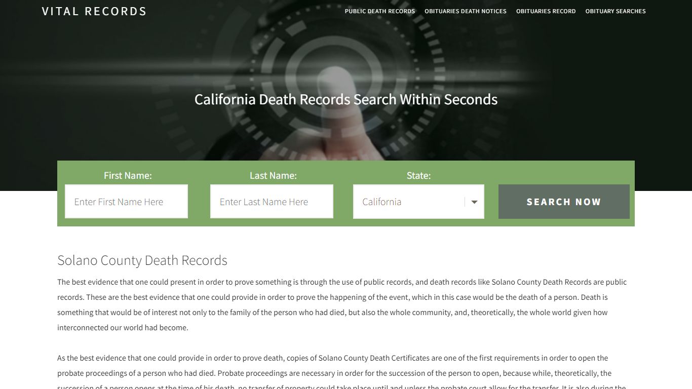 Solano County Death Records - Death Vital Records